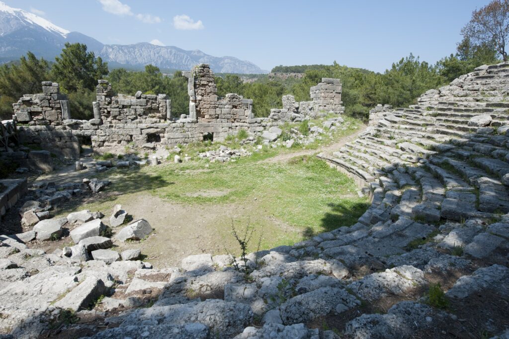 The ancient theater of Phaselis, overlooking the historic city and its coastal landscape. Credit: Dosseman - Public Domain