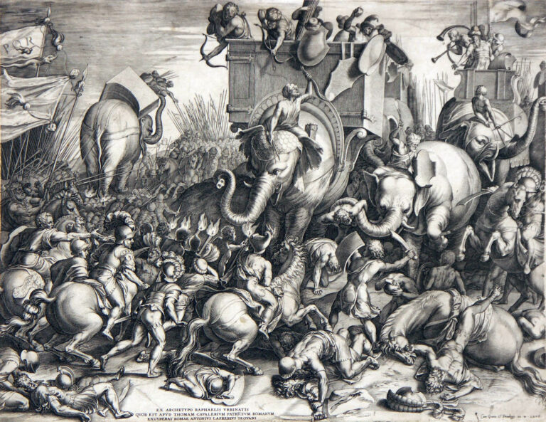 Engraving of the Battle of Zama by Cornelis Cort, 1567. Credit: Cornelis Cort - Hunterian Museum and Art Gallery