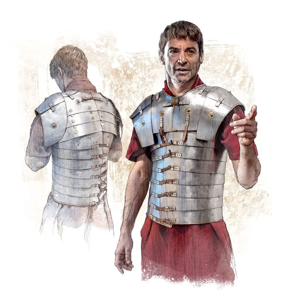 Although segmental armor was widely used and frequently depicted in Roman art, surviving examples that reveal its true appearance and technical construction are exceptionally rare. Credit: VARUSSCHLACHT im Osnabrücker Land gGmbH – Museum und Park Kalkriese