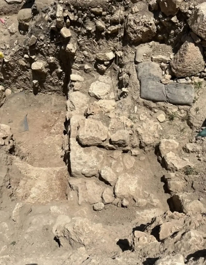 The southern wall of the Monumental Building was located during the 2026 excavation season. Credit: Charles Savelle / Associates for Biblical Research