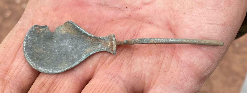 Archaeologists also recovered a copper-alloy spoon with a mandolin-shaped bowl and traces of silver plating. Credit: Cotswold Archaeology

