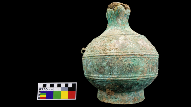 Archaeologists in China found 3.74 liters of a 2,300-year-old cereal-based alcoholic drink sealed inside a bronze bottle from the Qin state. Credit: Ruru Chen - National Cultural Heritage Administration / 国家文物局