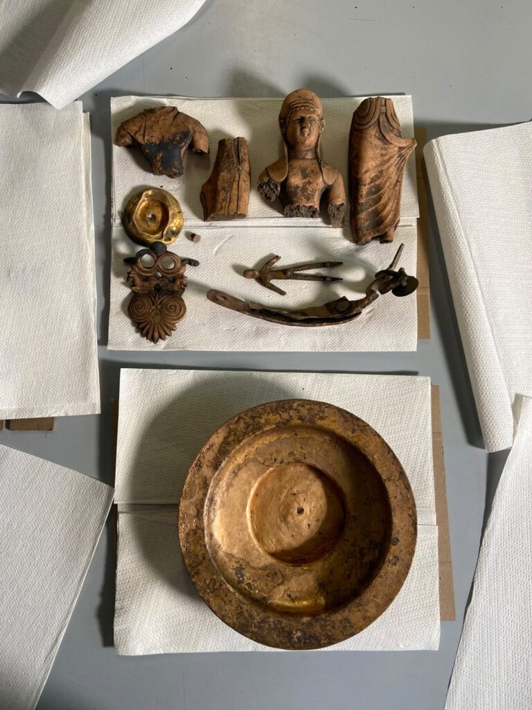 Bronze votive offerings discovered in the Etruscan city of Kainua. 