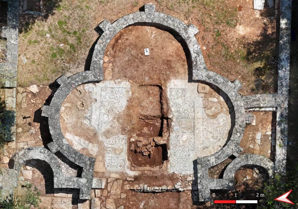 The mosaics were uncovered again at the Church and Monastery of St. Andrew in Betiga, near Barbariga on Croatia’s Istrian peninsula. Credit: Josip Seličanec - Archaeological Museum of Istria