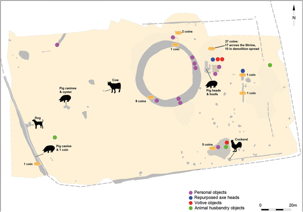 Distribution of animal burials, coins and other votive objects. Credit: Forshaw, A. (2026)