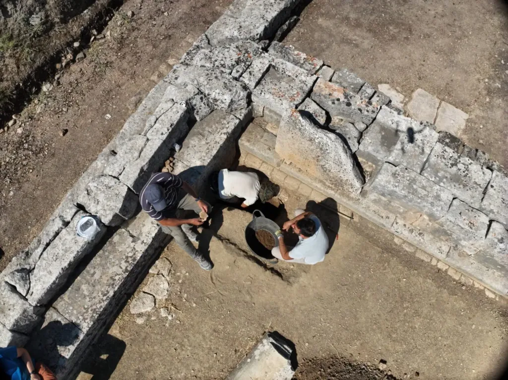 Excavations at the Sanctuary of Apollo in Gortyn, Crete, where a 2026 votive deposit yielded the remains of more than 450 mice. Credit: Italian Archaeological School Athens via Facebook
