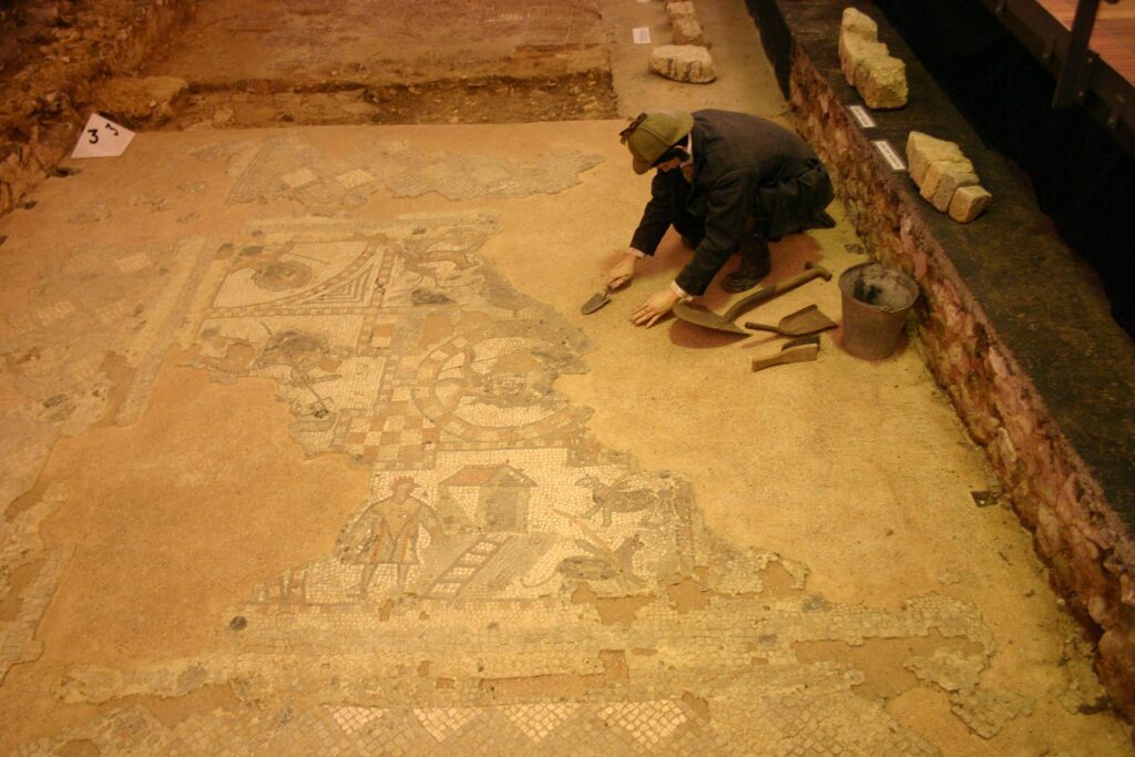 Mosaic in Brading Roman Villa. Credit: Public Domain