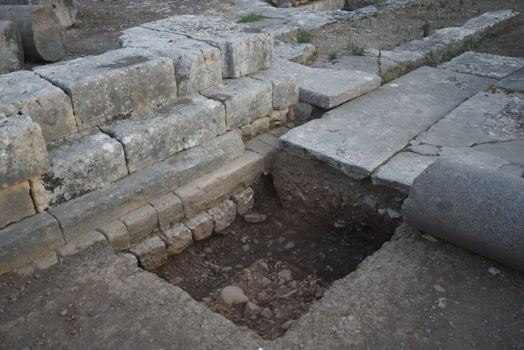 
A newly opened test trench among the architectural remains of the Sanctuary of Apollo at Gortyn, Crete. Credit: Italian Archaeological School Athens via Facebook