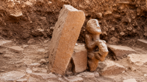 A Unique 11,000-Year-Old Statue of a Human Sitting on a Leopard Unearthed at Karahantepe