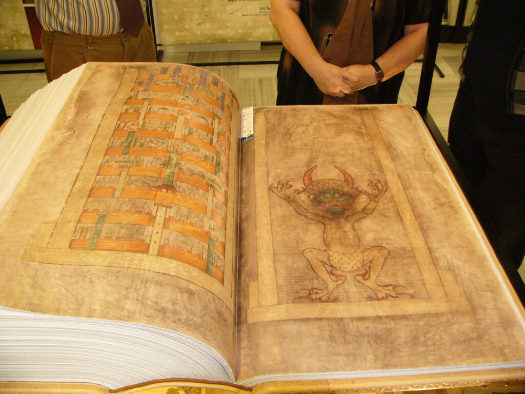 The manuscript’s most famous image faces a full-page representation of Heavenly Jerusalem.