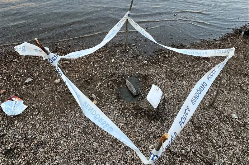 A suspected grenade was also discovered during the shoreline survey, prompting a precautionary response from a bomb disposal team. Credit: Dunaújváros Online