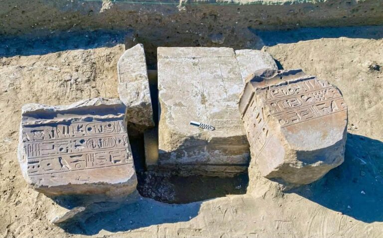 Archaeologists excavating Tell Abu Seifi in northeastern Egypt have uncovered a massive sandstone lintel bearing the titles of Ramesses II and an inscription referring to “Horus, Lord of Mesen,”.