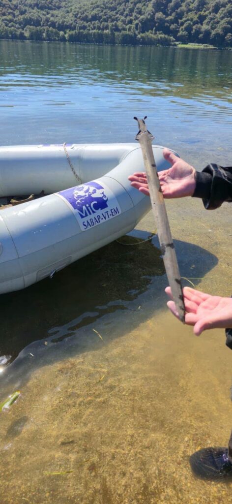 Bronze Age sword discovered underwater on the lakebed of Lake Mezzano in Italy.