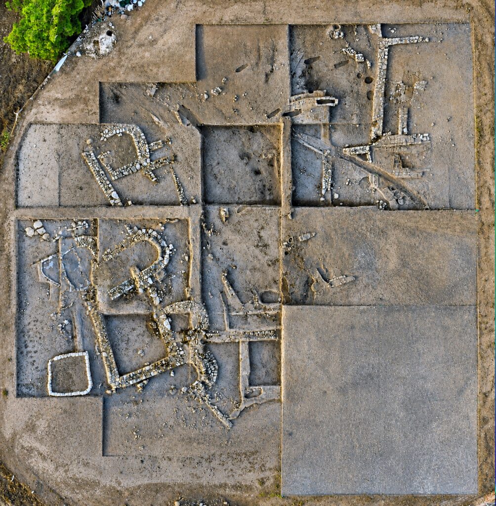 Orthophoto showing the layout and excavated structures of the Neolithic settlement at Ekşi Höyük.