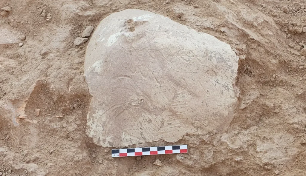 The decorated ossuary discovered at Odirmon, with incised motifs interpreted by researchers as resembling a deer and an archa tree. Further details are expected to emerge after restoration.