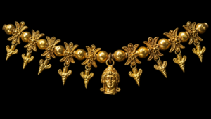 2,300-Year-Old Gold Necklace from a Tomb in the Oguz Kurgan Reveals an Amazon and Mysterious Bee-Women