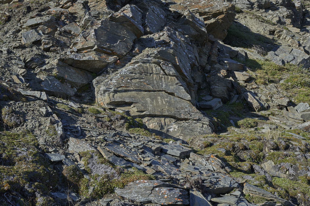 Researchers documenting Pegtymel petroglyphs for three-dimensional modeling in Chukotka, Russia.