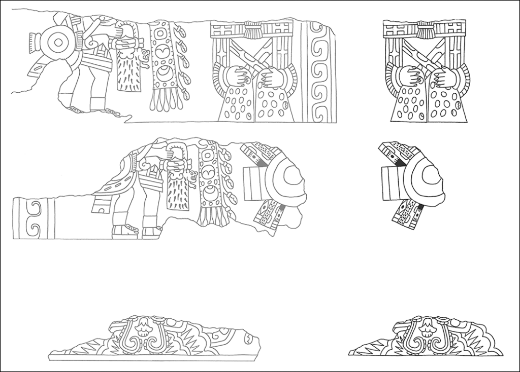 Drawings of Tetitla murals at Teotihuacan showing priestly figures and glyphs associated with the “Singing Mountain.”