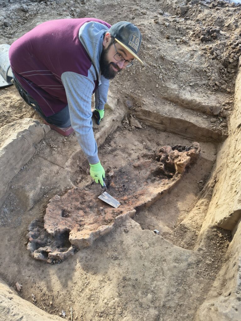 Two excavated ancient firing installations at the Roman-era workshop site in Dortmund, Germany.