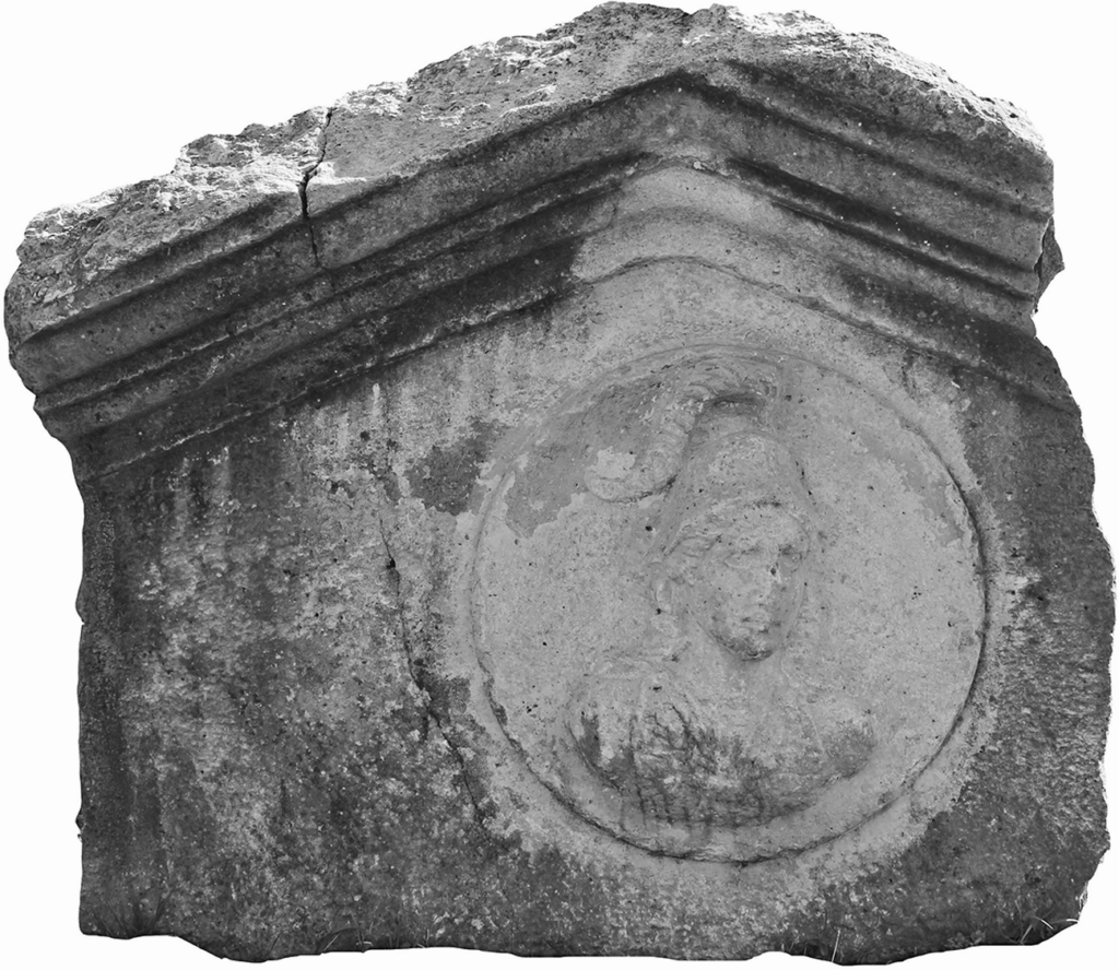 Small Roman pediment from Doclea featuring an image of the goddess Roma.
