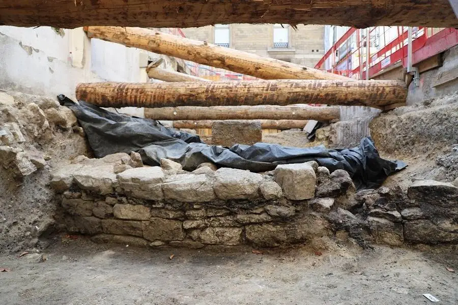 Stone remains of the possible Gallic rampart of Lutetia discovered beneath Paris.