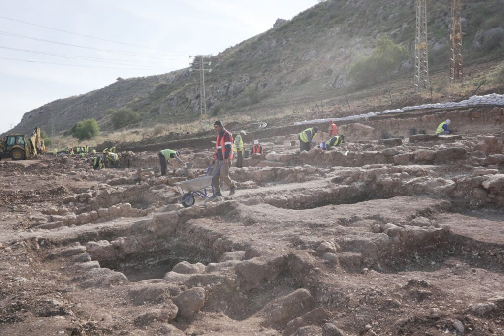 Excavating the ruins of the second synagogue in ancient Magdala. 