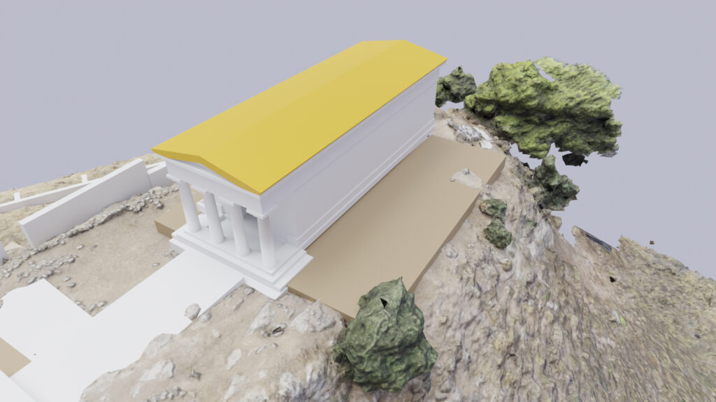 3D reconstruction of Aigeira’s Acropolis during the Late Archaic to Early Classical period.