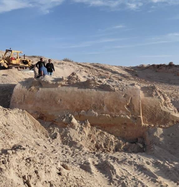
Partially excavated ancient structure surrounded by sand and earth near Benghazi, Libya.
