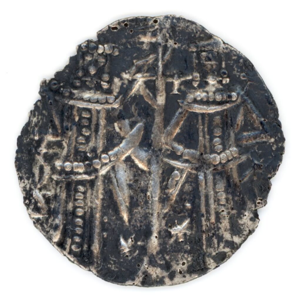 Medieval silver coin recovered during archaeological excavations at Rusokastro Fortress in Bulgaria.