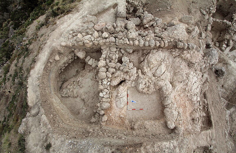 Late Bronze Age defensive wall on the eastern slope of the Acropolis at Aigeira.