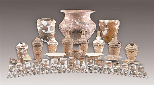 
Ancient pottery vessels discovered during excavations at the Nanzuo archaeological site in China.