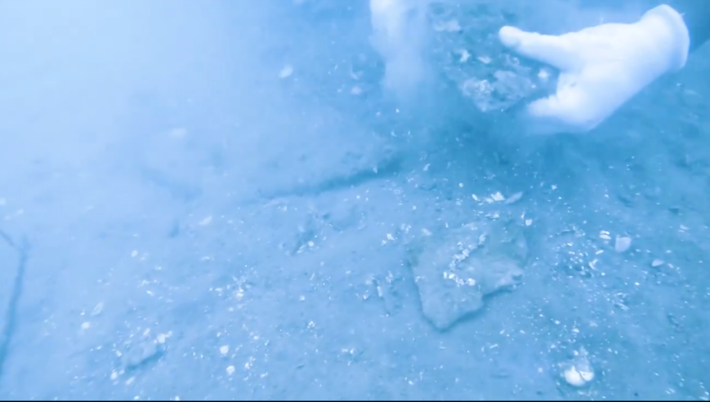 Submerged structural remains recorded during underwater exploration off Poompuhar.