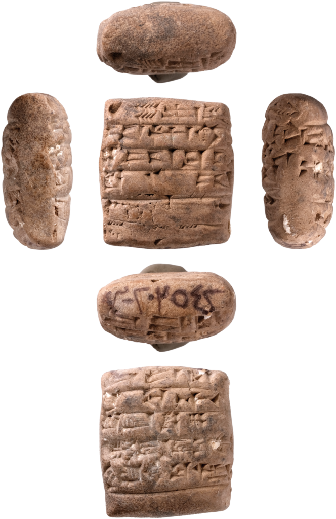 Multiple views of Ur III cuneiform tablet IM 203542 from the Umma region, recording transfers of barley.