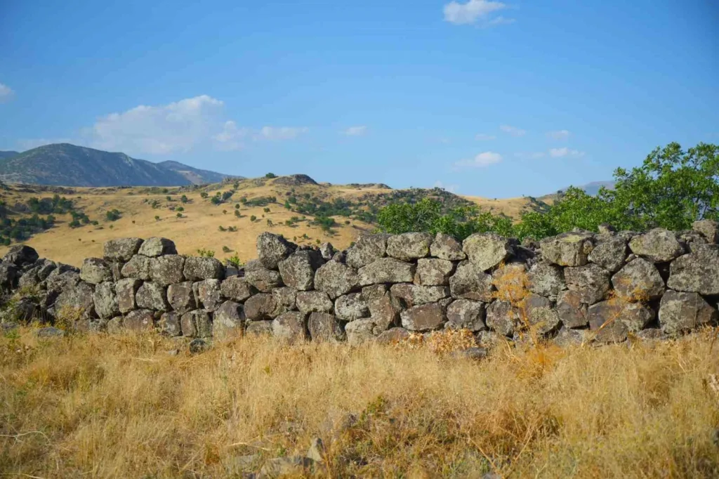 Surviving stone wall of the newly identified fortress near Mescidli village in Muş.