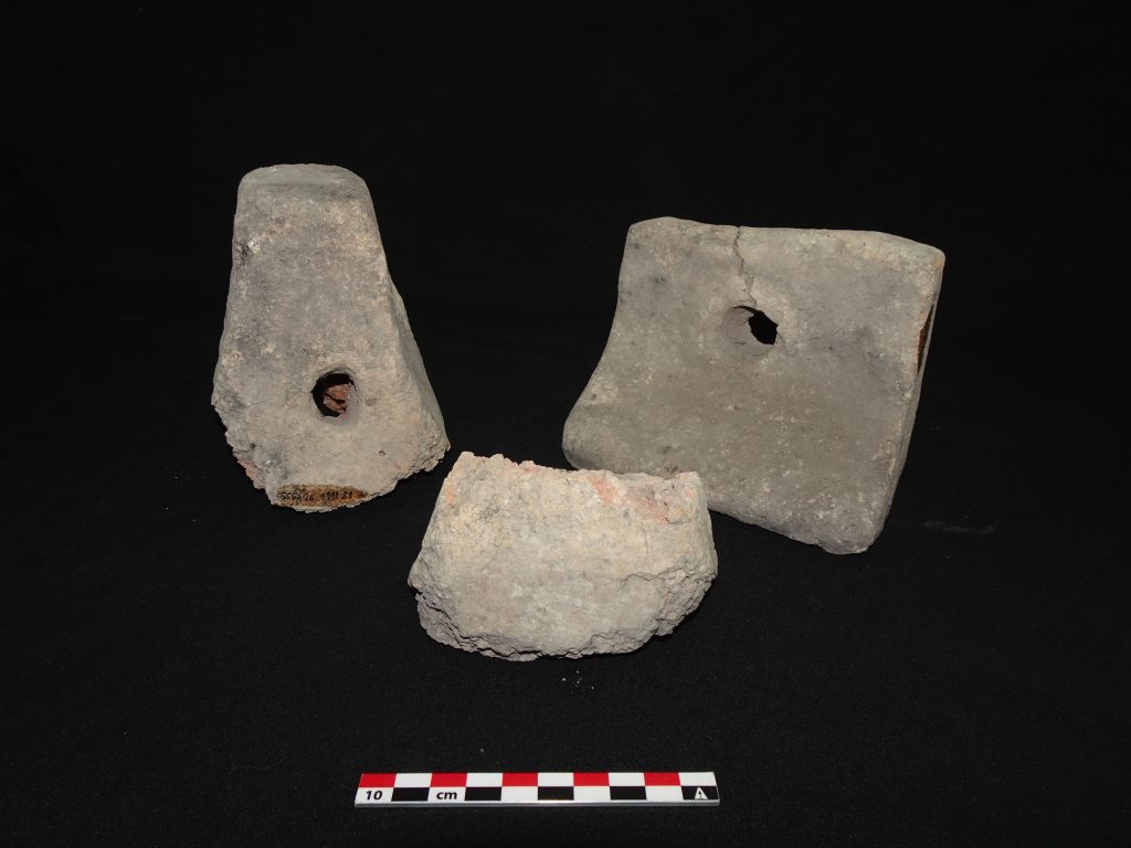 Ancient ceramic vessel supports discovered in Area 1 at Sidi Saïd, offering evidence of cooking practices in a Numidian settlement.